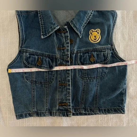 DISNEY WINNIE THE POOH embroidered denim YOUTH jean vest jacketYOUTH MEDIUM🍯